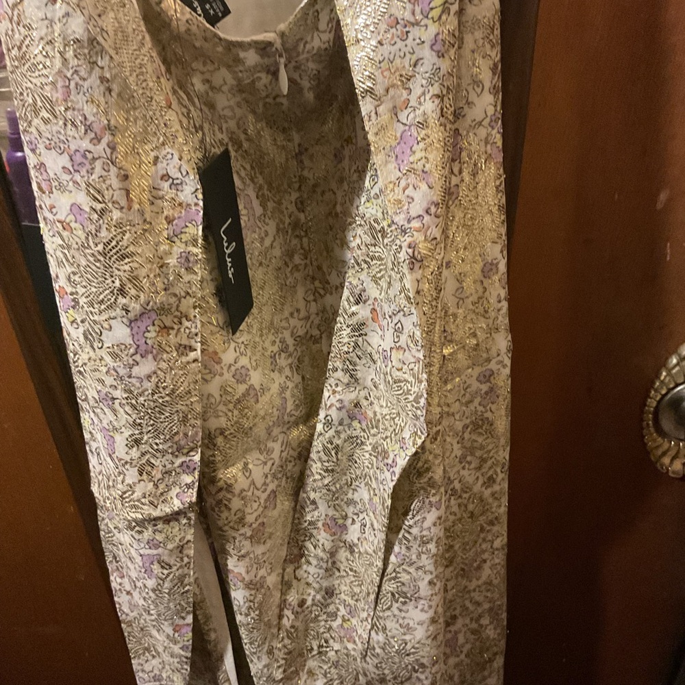 Lulu's Cream Sheath Dress Sleeveless Scoop Neck Wedding Guest NWT - Picture 4 of 7